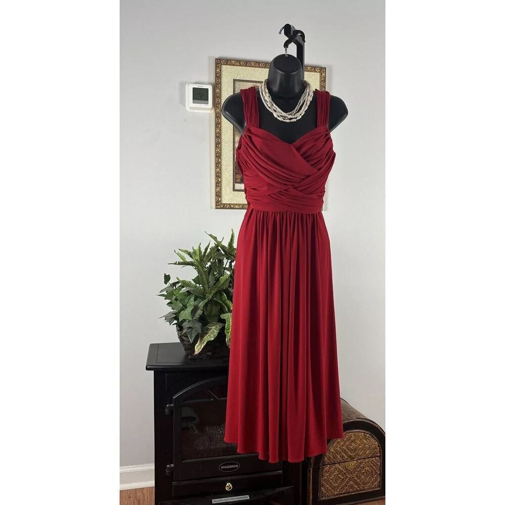 Suzi Chin Women Red Bridesmaids Dress‎ 6 Rugged Sleeveless Trappy Zipper Side